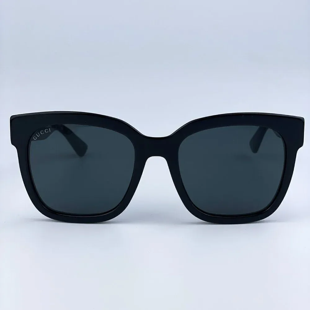 NEW GUCCI GG0034SN 001 Black Grey Square Women Sunglasses